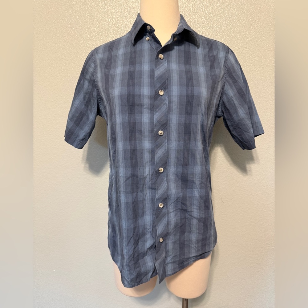Travis Mathew Navy Checkered Button‎ Down Shirt